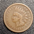 1867 Indian Head Small Cent - Semi-Key Date VG Condition - Copper BN Uncertified