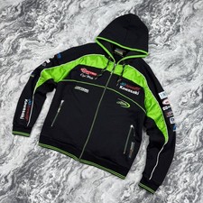 Quattro Plant JG Speedfit Kawasaki Racing Hoodie Full Zip Men Size S Black Moto