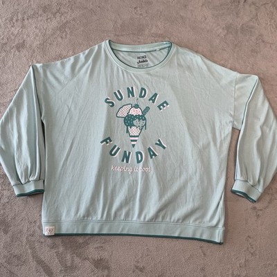Fat Face Judes Pullover UK 20 Blau Sundae Funday Crew Sweatshirt Ice Cream Sweater