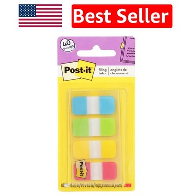 Assorted 40-Pack Repositionable File Tabs for Planners & Binders - Bright Colors