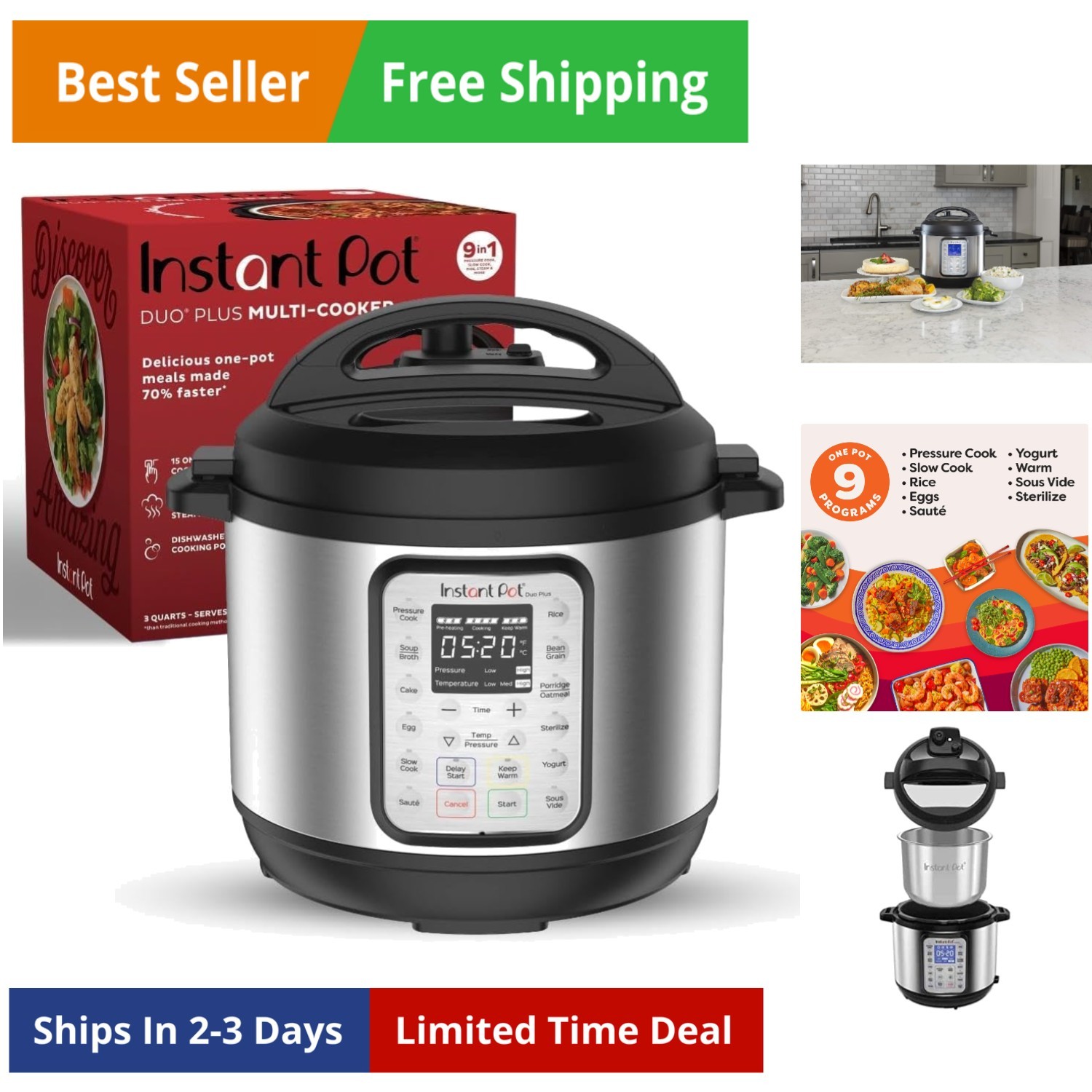 Duo Plus 9-in-1 Multicooker, Pressure Cooker, Slow Cook, Ric