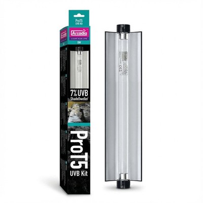 Arcadia T5 UVB Reptile Light Fixture Kit 12'' Long 8 Watts 7% UVB ShadeDweller...