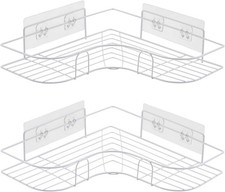 2 Pack Corner Shower Caddy, No Drill Adhesive Organizer Shelf, SS Storage Rack