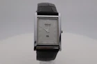 Vintage Seiko Slim Quartz White Dial Men's Wrist Watch with Black Strap