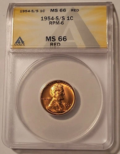 1954 S/S Lincoln Wheat Cent RPM-6 MS66 RED ANACS