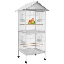 Volière intérieure cage à oiseaux sur roulettes design maison mangeoires