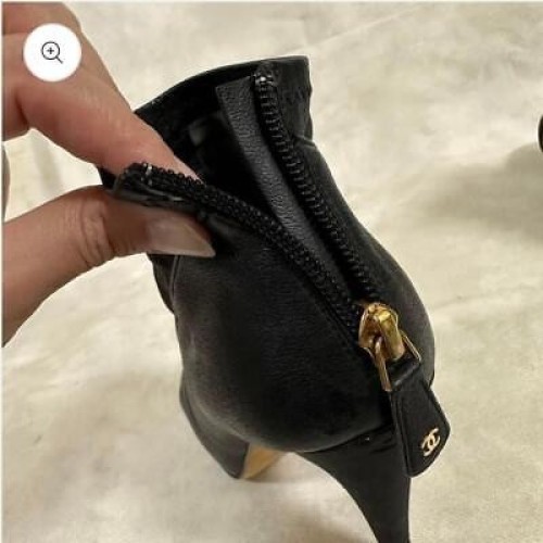 Chanel Short Boots Black Leather With Coco Mark Size 36 US About6 For Women thumbnail 10