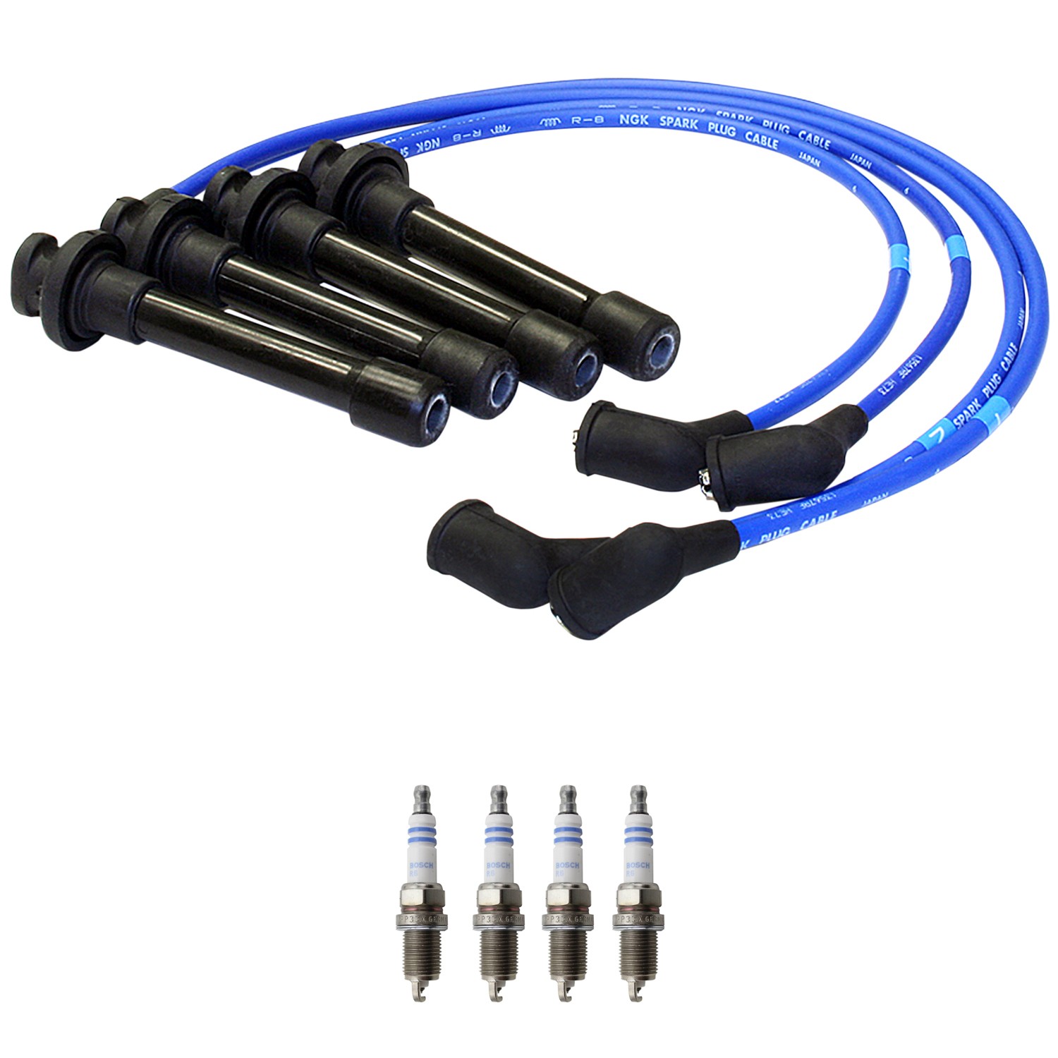 NGK Wire Set  Bosch 4 Double Platinum Spark Plugs Kit for Accord CivicdelSol L4