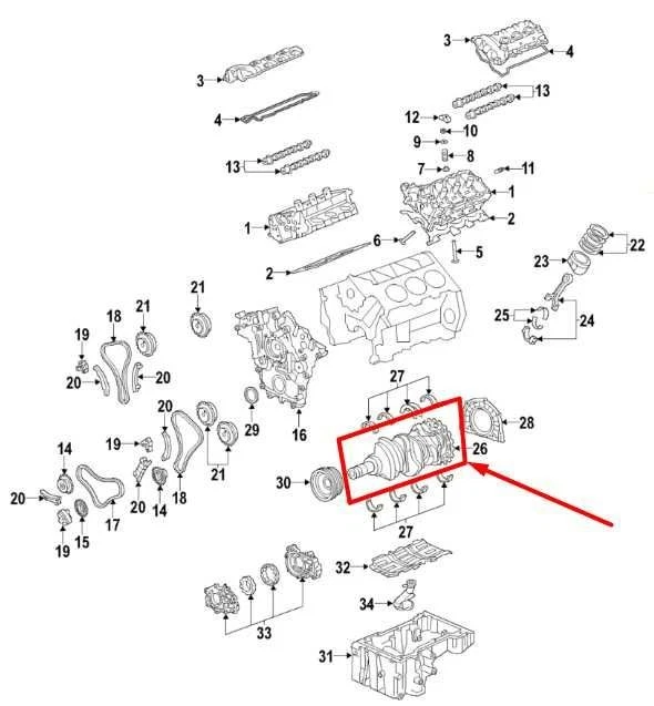 2017-2023 GMC Acadia SLT-1 3.6L AWD Engine Motor Crankshaft 12699162 OEM - Image 2 of 4