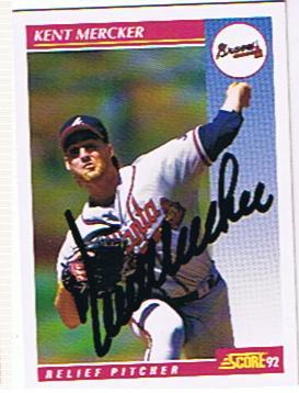 1992 SCORE # 178 AUTOGRAPHED CARD BY BRAVES KENT MERCKER ! | eBay