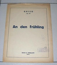 Spartiti GRIEG Op. 43 An den Fruhling  Pianoforte Piano Hock & Hermann