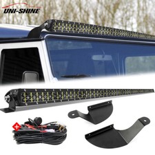 Dual Row 52" Led Light Bar +Brackets Mounts Fit Gutter Land Rover Defender +Wire