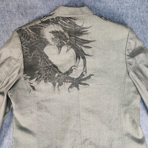 Marc Ecko Cut and Sew Jacket Blazer Coat Size Medium Eagle Gothic Punk Patch - Picture 10 of 19