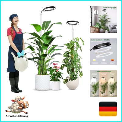 wolezek Pflanzenlampe LED Vollspektrum, 80 LEDs 6500K Grow Light, 160cm Große...