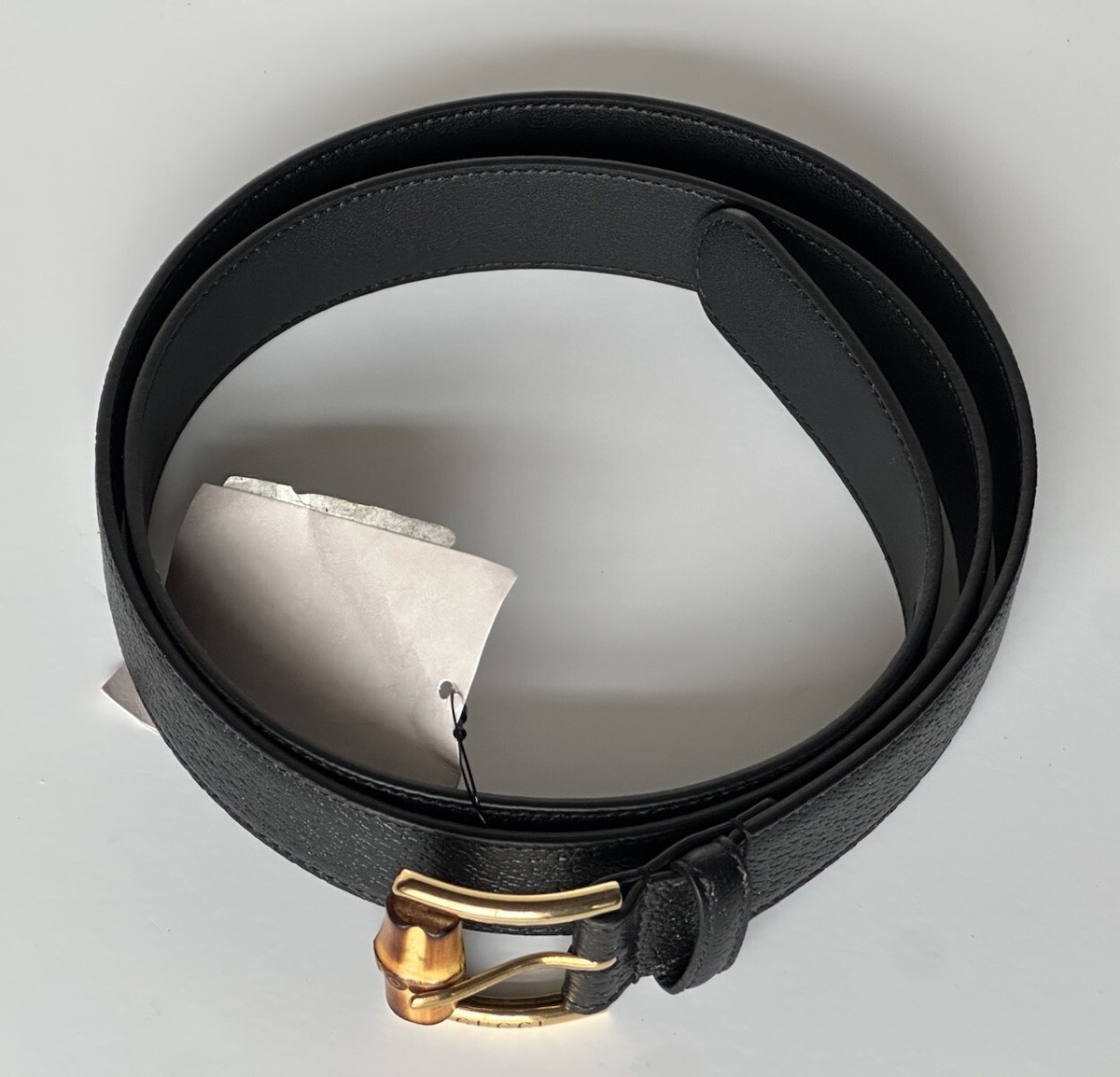 【関税&送料込み】Gucci Gg Milano Leather Belt Gucci Men's Leather Dollar Pigprint Belt Black 105/42 Italy