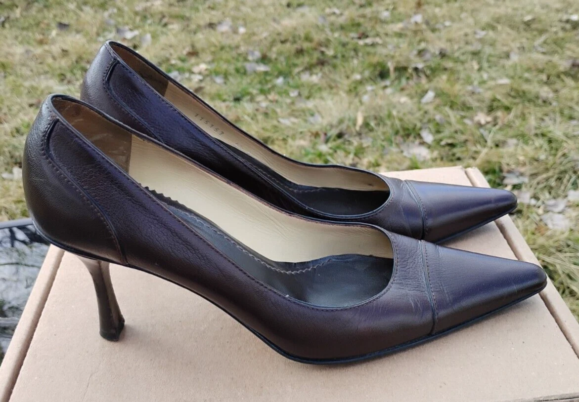 Escarpins femme Gucci 115157 6,5B 36,5EU cuir marron talon 3 pouces italien excellent état avec certificat d'authenticité