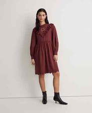 Madewell Womens NI662 Mulberry Embroidered Ruffled Flannel Mini Dress XXS $148