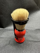 Omega Men's Red Handle Shaving Brush With Stand, Made In Italy, No Box.