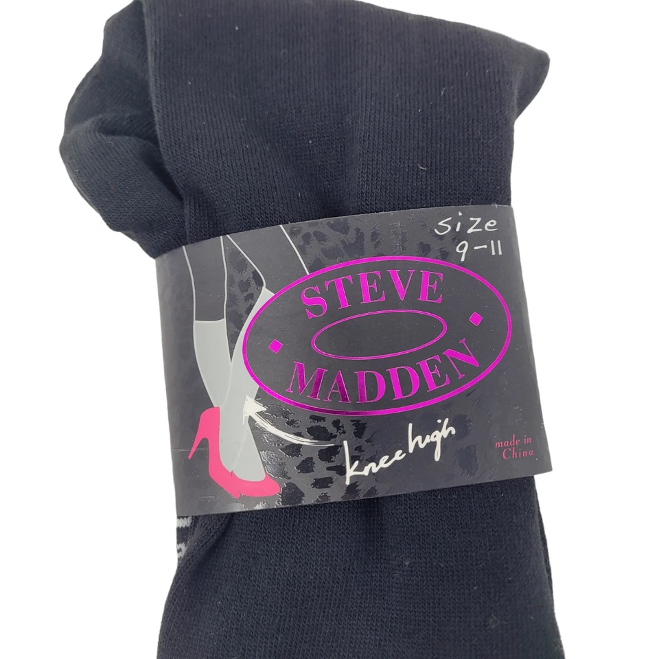 Calcetines hasta la rodilla Steve Madden negros con lazo - Paquete de 1 par - Talla 9-11 - Nuevos con etiquetas Foto 2 de 4