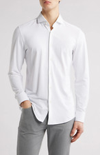 Hugo Boss Men's Slim-Fit White Long-Sleeve Button Up Stretch