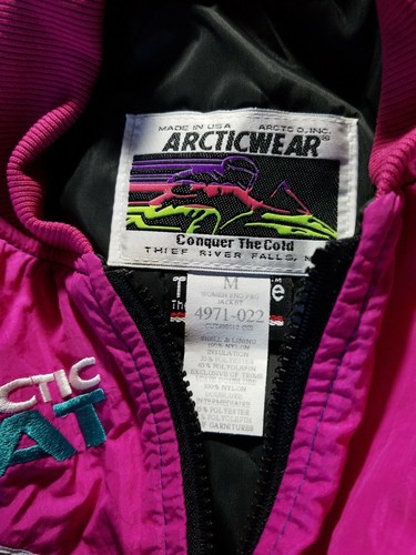 Arctic Cat Women Medium Snowmobile Coat 3 in 1 Neon Pink Purple Green Gold Trim - Picture 6 of 12