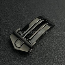 TAG Heuer Fibbia Orologio Acciaio Nero 18mm 20mm Chiusura Doppio Pulsante