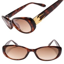 Old School Deadstock Gold Embellish Temple Rectangular Tortoise Sunglasses