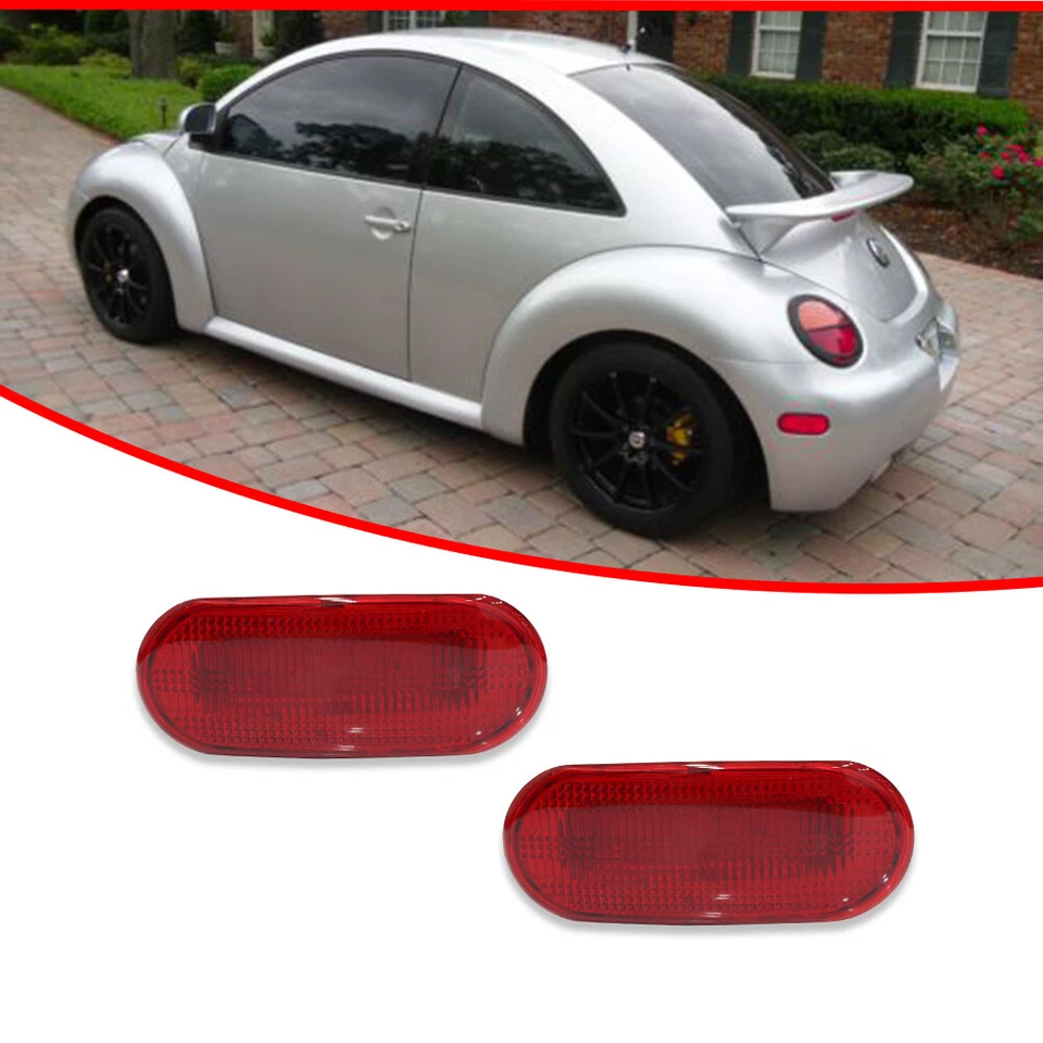Juego de 2 luces de señalización laterales traseras para Volkswagen Beetle 1998-2005 lente roja izquierda y derecha Foto 2 de 4