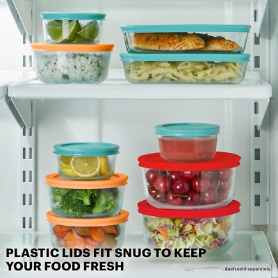 9-Piece Glass Food Container Set, Round and Rectangular Containers with Lids