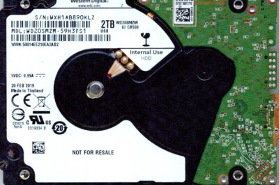 WD20SMZM-59H3FS1,  WESTERN DIGITAL 2TB, USB 3.0  WXH1 FEB 2019