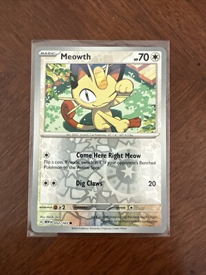 Meowth 052/165 Reverse Holo Pokemon Scarlet & Violet 151 NM | eBay