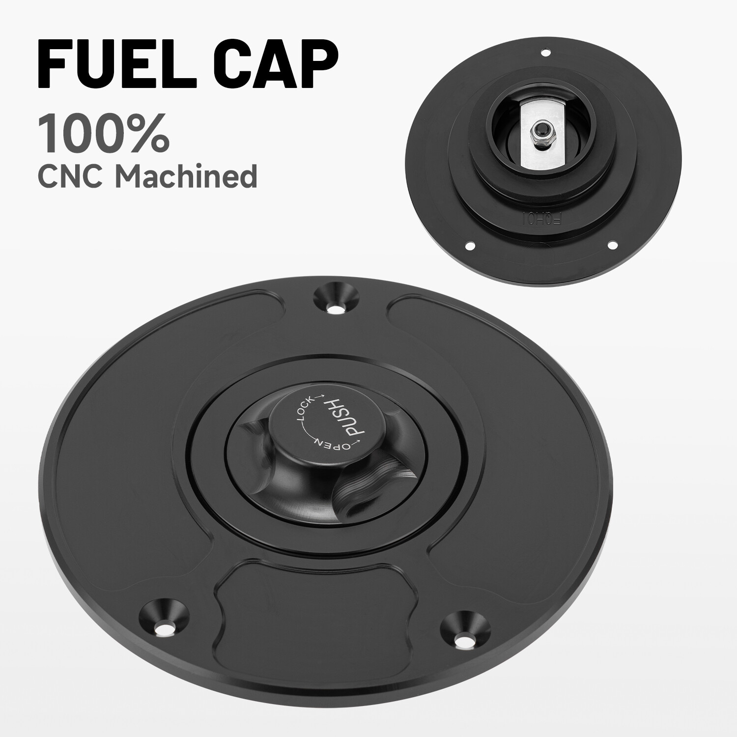 TWOM CNC Keyless Gas Fuel Tank Cap Cover For Honda CBR Series (Black)