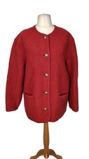 Vintage Geiger Made In Austria Boiled Wool Jacket Red 40 Eu / 12 - 14 Uk Ladies