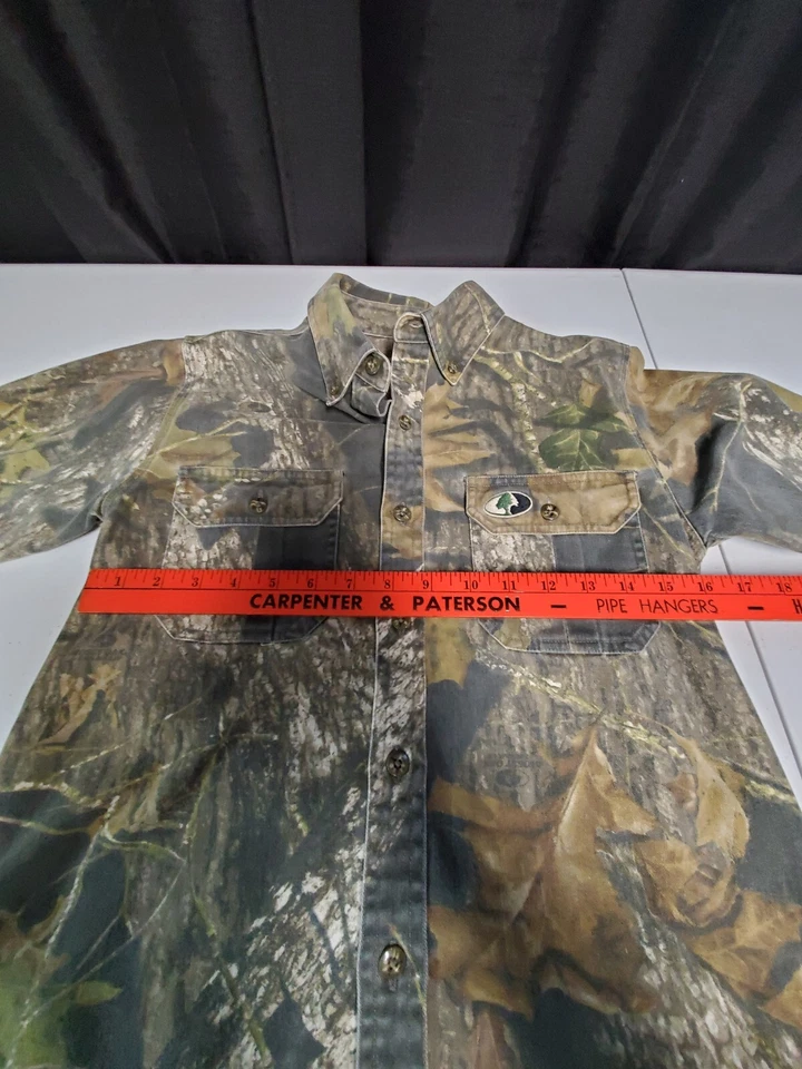 Camisa Mossy Oak Camuflaje Sarga Botón Juvenil Talla Mediana Caza Ciervo Pavo Foto 4 de 4