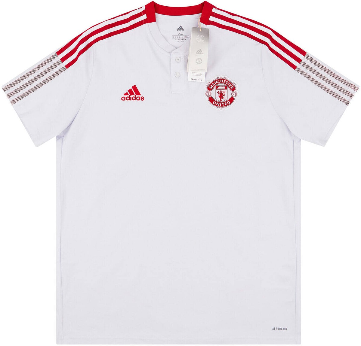 MANCHESTER UNITED 2021-22 (XL) WHITE ADIDAS TRAINING POLO FOOTBALL JERSEY  SHIRT