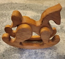 Vintage Wooden Handmade Rocking Horse - Nursery Decor 10"L x 8"T x 3"W