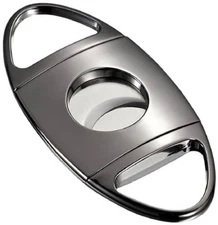 Premium Cigar Cutter Gunmetal Chrome Finish Double Blade Guillotine Cutter