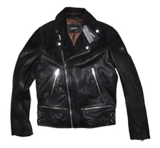 DIESEL L-BORT LEATHER JACKET BLACK SIZE M 100% AUTHENTIC
