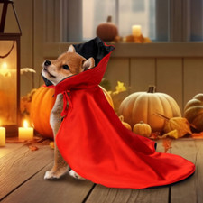 Halloween Pet Vampire Cape Costume Red Black Cloak for Cats/Dogs Adjustable Fit