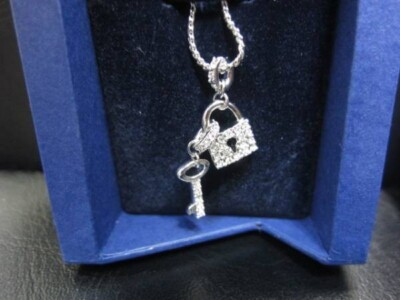 SWAROVSKI Crystal Pendant Key Motif Silver Color Rare Item pre