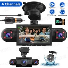 Recorder HD Dash Cam 4Channel 360° Car Camera DVR Vehicle Video G-Sensor 64G TF