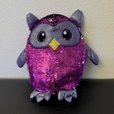Plush Oliver the Owl 8'' Purple Shimmeez Shimmer Magic Color Change Sequins