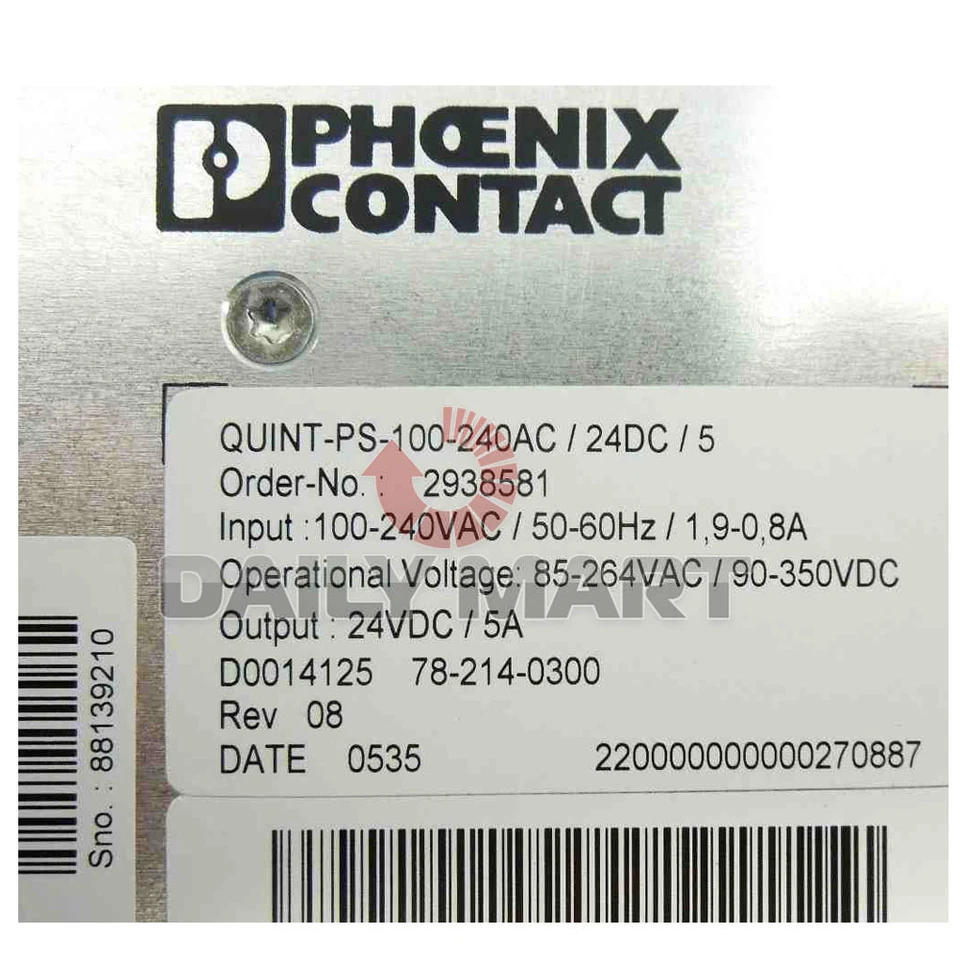 Phoenix 2938581 QUINT AC-DC Enclosed Power Supply 24V@5A 85-264V DIN Rail Mount - Image 2 of 4