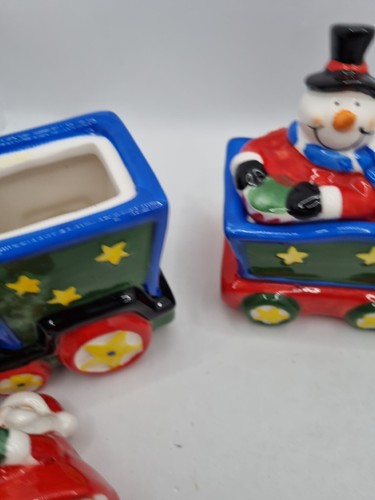 Christmas Train By Premier Decoration Ceramic Pots With Lids Table New Gift - Picture 4 of 14