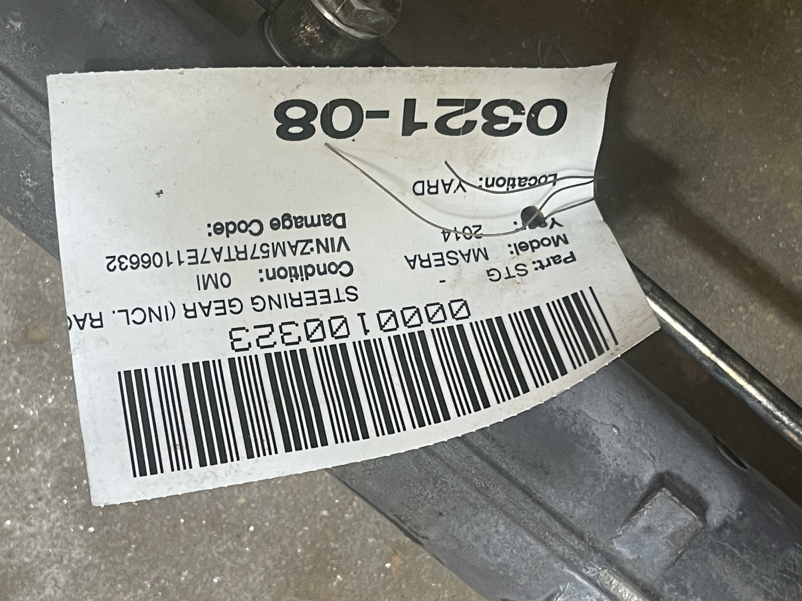 14-17 MASERATI GHIBLI AWD Q4 STEERING GEAR RACK AND PINION OEM