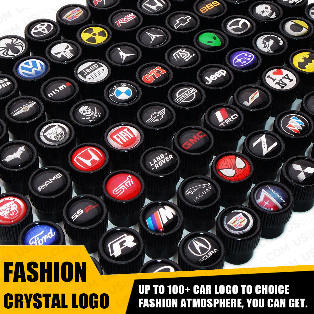 4x Logo Roundel Car Wheels Tire Air Valve Caps Stem Dust