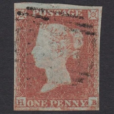 X6_18 GB QV 1841 1d RED-BROWN PLATE 91 SG8-B1(1) HB FU 4M IMPERF LIGHT CANCEL