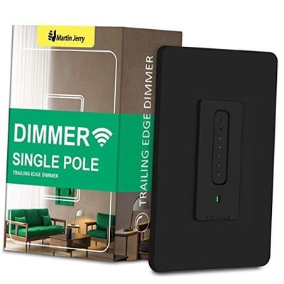 Smart Dimmer Switch Black by  | Touch Black Trailing Edge dimmer Light Switch, 