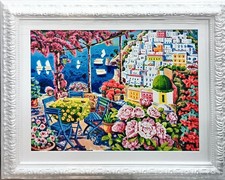 Le sedie azzurre nella luce di Positano Athos Faccincani Serigrafia incorniciata