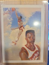 1990-91 NBA Hoops - Art Card Team Checklist Dominique Wilkins #355